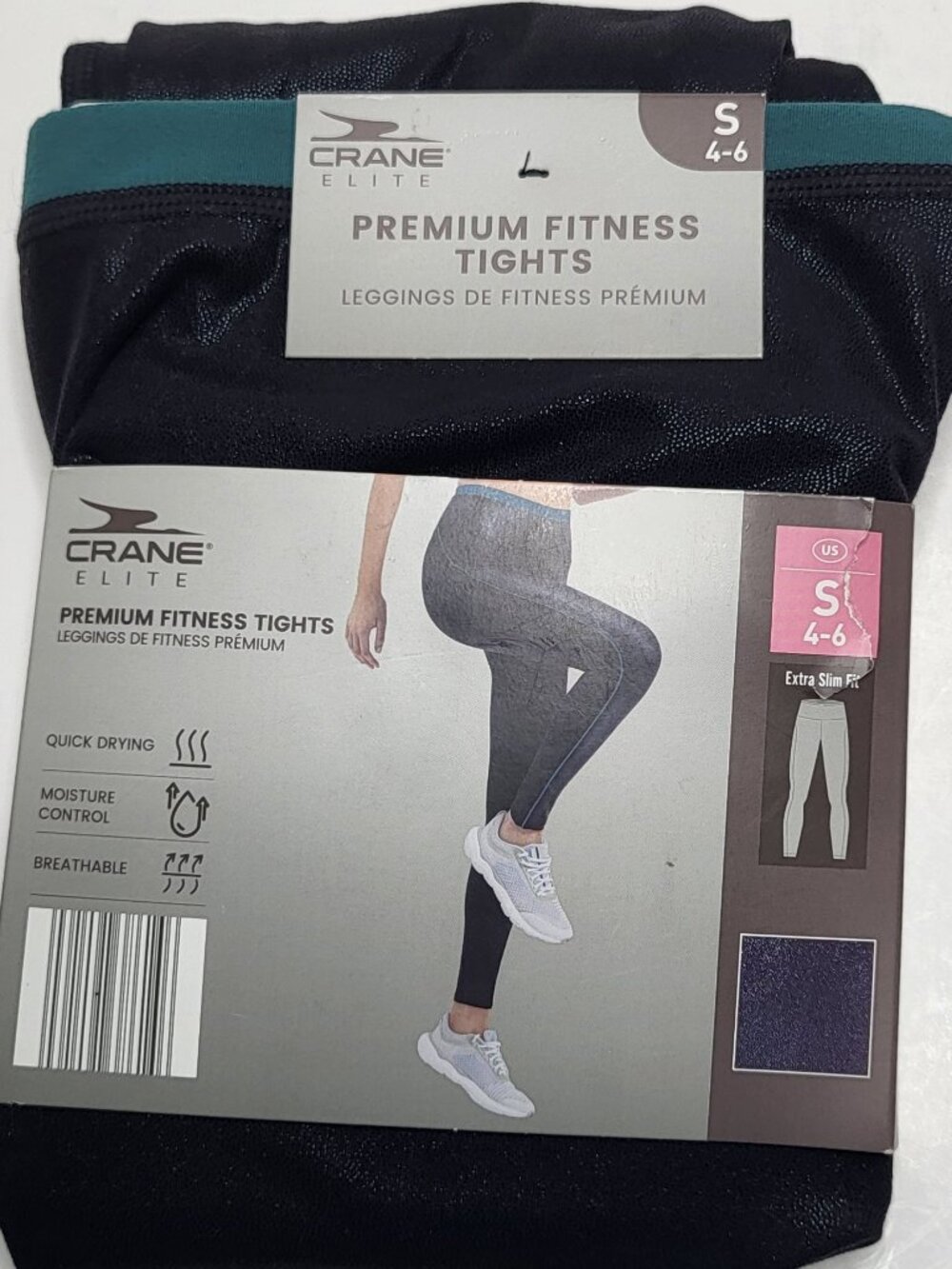 Crane Elite Premium Fitness Tights SMALL 4-6 Black New Extra Slim Fit Womens